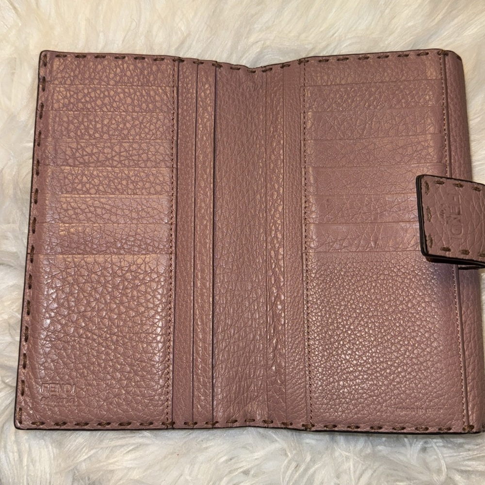 Fendi Wallet Selleria Peekaboo Long Bifold Pink Double Open Women's Leather - Picture 17 of 17